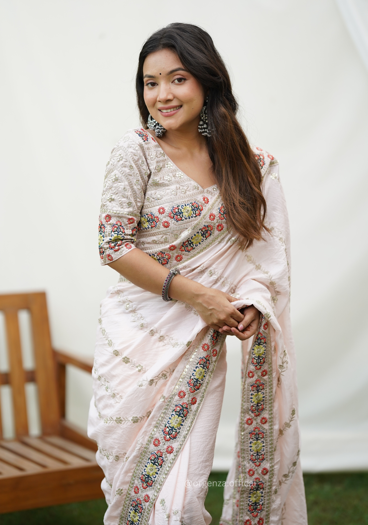 Pure Simmer   Silk Saree With Embroidery Work - Orgenza Store