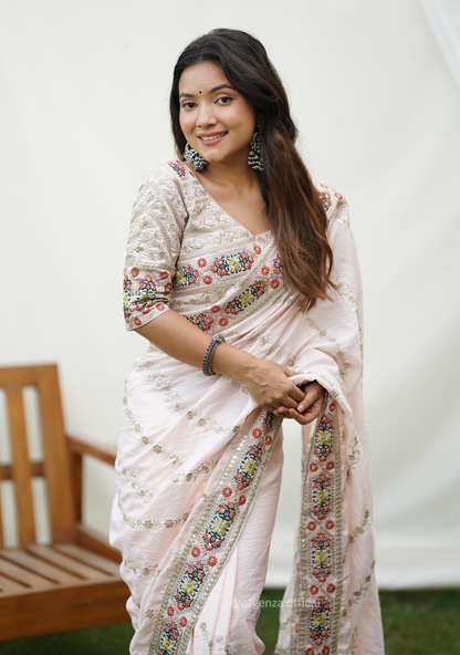 Pure Simmer   Silk Saree With Embroidery Work - Orgenza Store