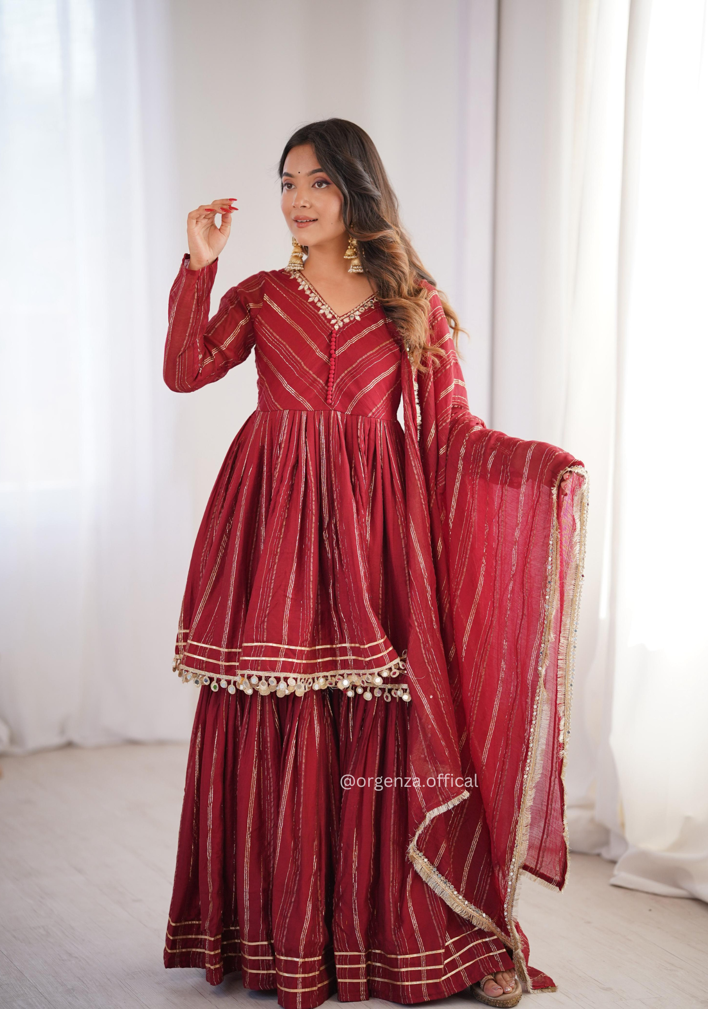 Mal Chanderi Mirror Work Sharara Set for Women