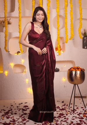 Plain Maroon Colour Jimmy Choo Saree - Orgenza Store - digisoch