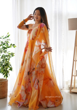 Tabby Orgaanza Silk Floral Gown