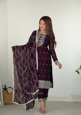 Rangoli Fabric Straight Fit Kurta With Dupatta Set