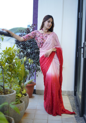 Pure Chinnon Silk Saree With Designer Blouses - Orgenza Store