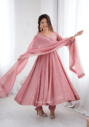 Peach Colour Crunchy Silk Anarkali Kurti - Orgenza Store - digisoch