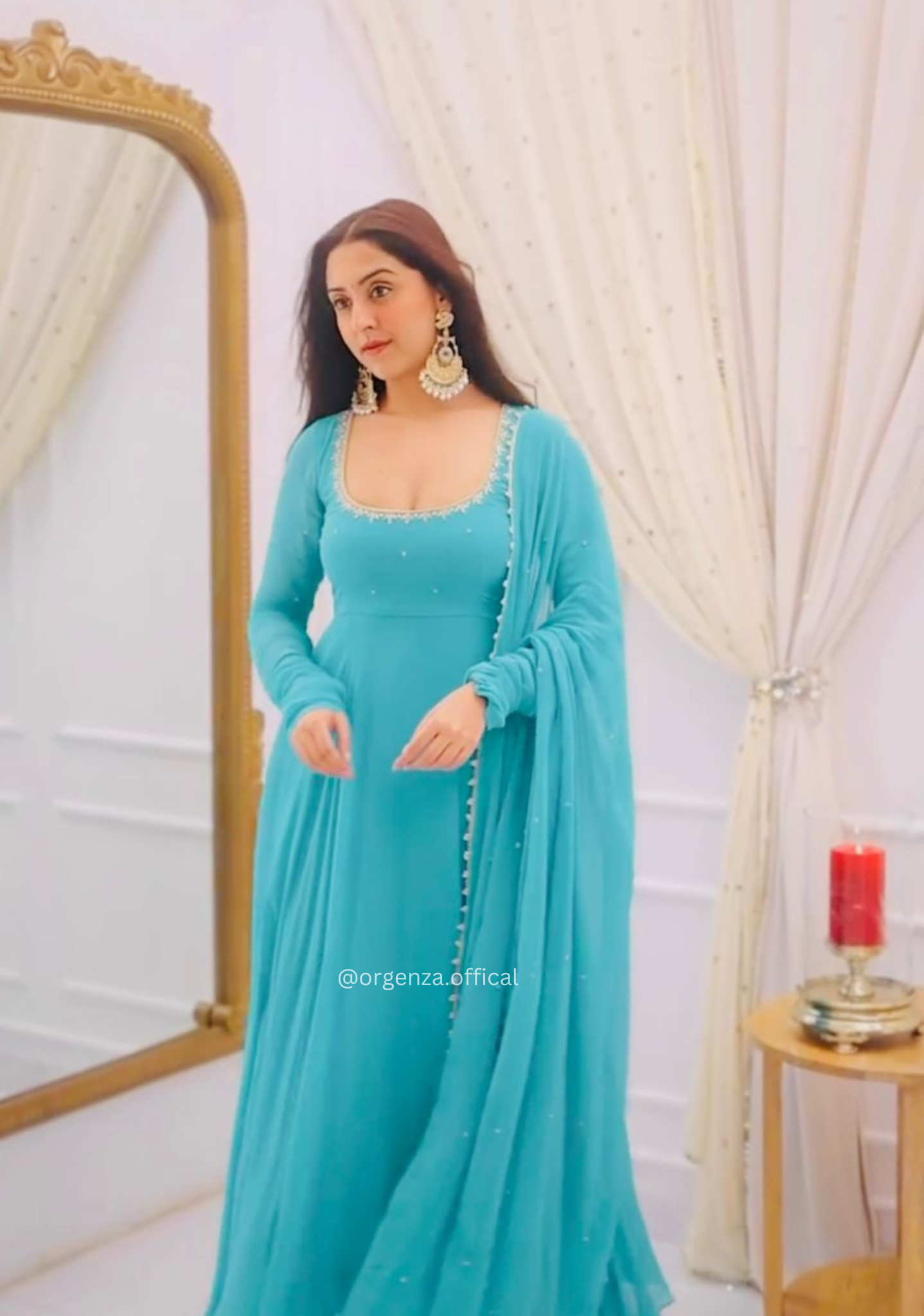 Sky Blue Colour Gown Suit