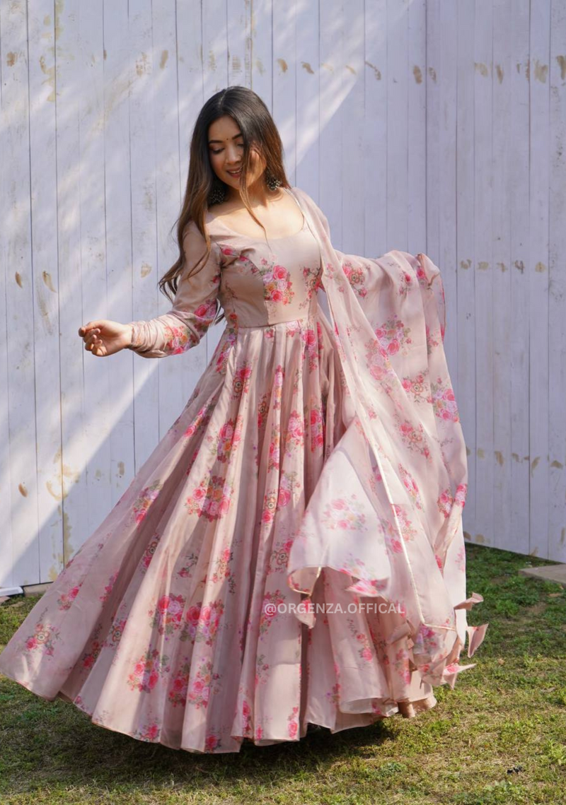Pure Tabby Organza Silk Flair Anarkali Kurtis Orgenza Store