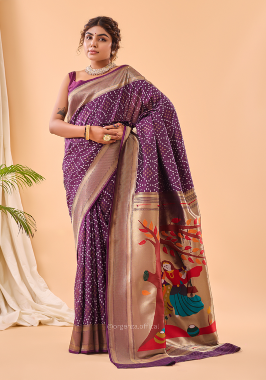 Bandhej Patola Paithani Silk Saree - Orgenza Store