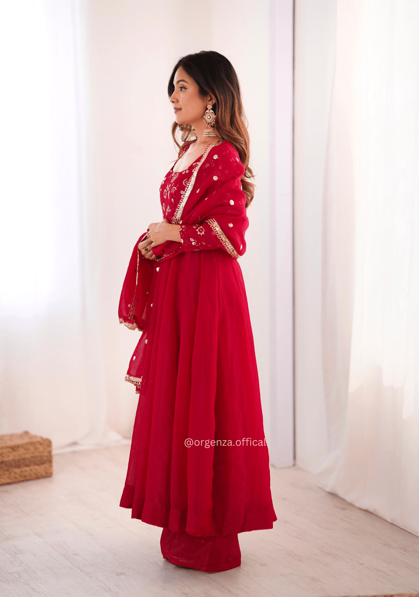 Premium Crunchy Silk Anarkali Suit Set with 4 Meter Flair & Lace Border Dupatta - Orgenza Store - digisoch