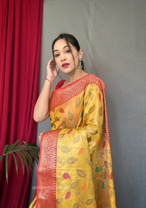 Tissue Silk Saree Weaving Zari Jaal - Orgenza Store