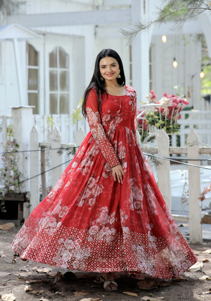 Faux Georgette Digital Printed Gown - Orgenza Store