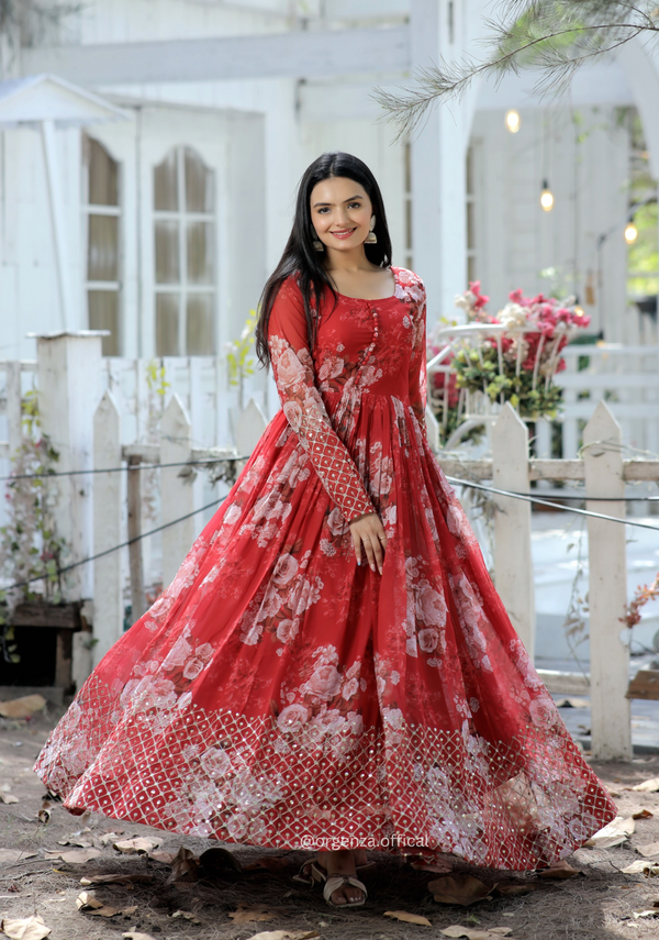 Faux Georgette Digital Printed Gown