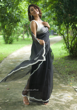 Black Colour Organza Saree With Hand Work
