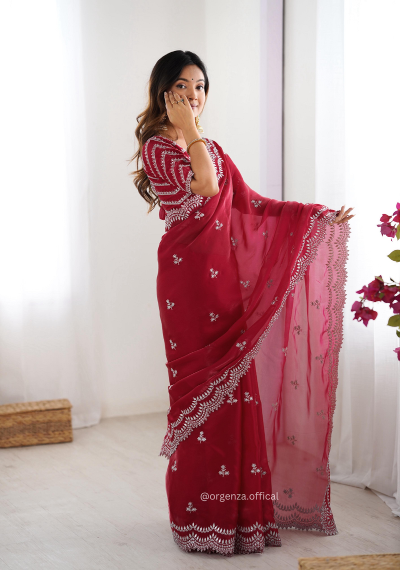 Soft jimmy Choo Silk Saree With Sequence Work