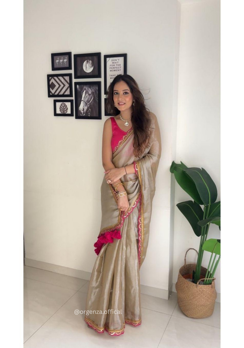 Two Ton Tissue Golden Soft Saree