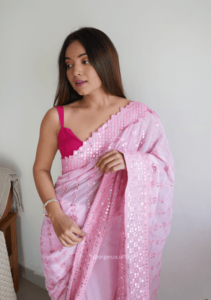 Pure Georgette Silk Saree With Sequence Work - Orgenza Store - digisoch