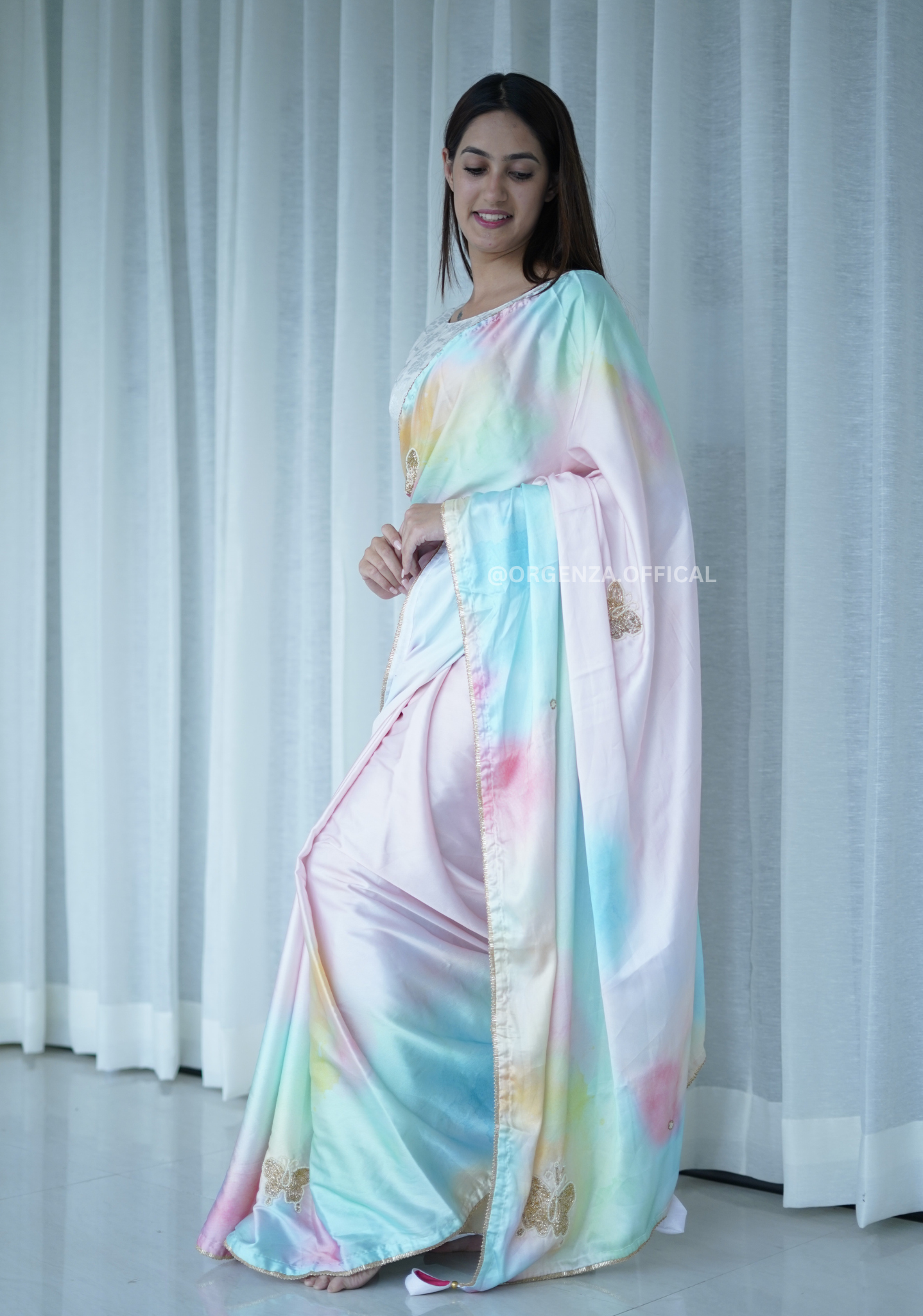 Pure Soft Japan Satin Silk Saree - Orgenza Store