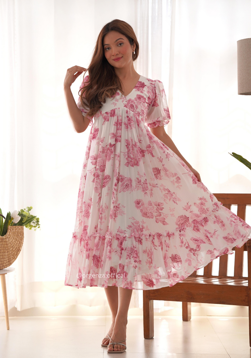 One piece dress in pink colour sales