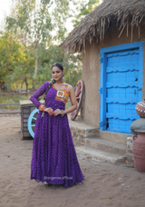 Purple Colour Bandhani Print Gown