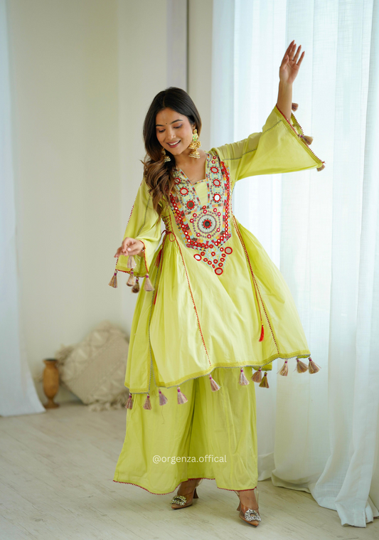 Pista Green Colour Premium Designer Co-ord Set