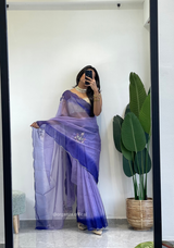 Lilac Purple Colour Organza Silk Saree With Sequence Khatli