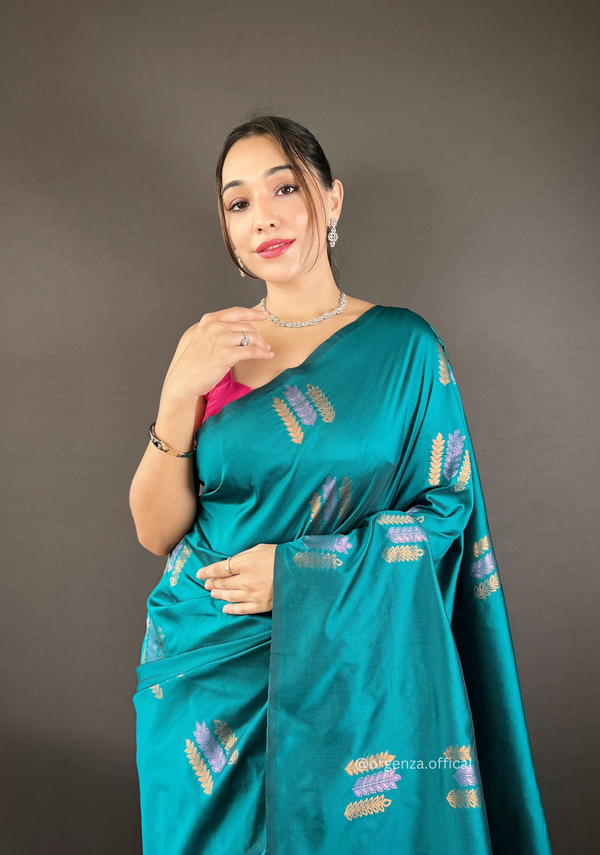 C-Green Colour Silk Saree With Zari Weaving