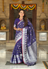 Blue Colour Silk Saree With Gold And Silver Zari