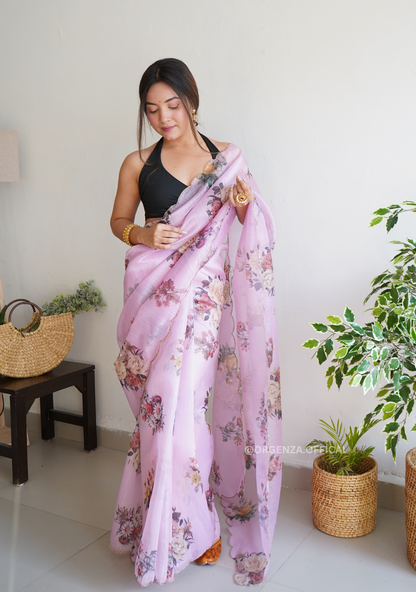 Pure Organza Saree With Hand Work