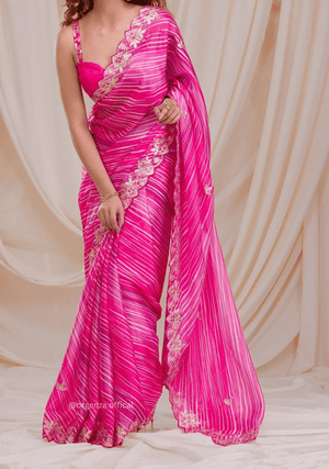 Pink Colour Chinnon Digital Print Saree - Orgenza Store - digisoch