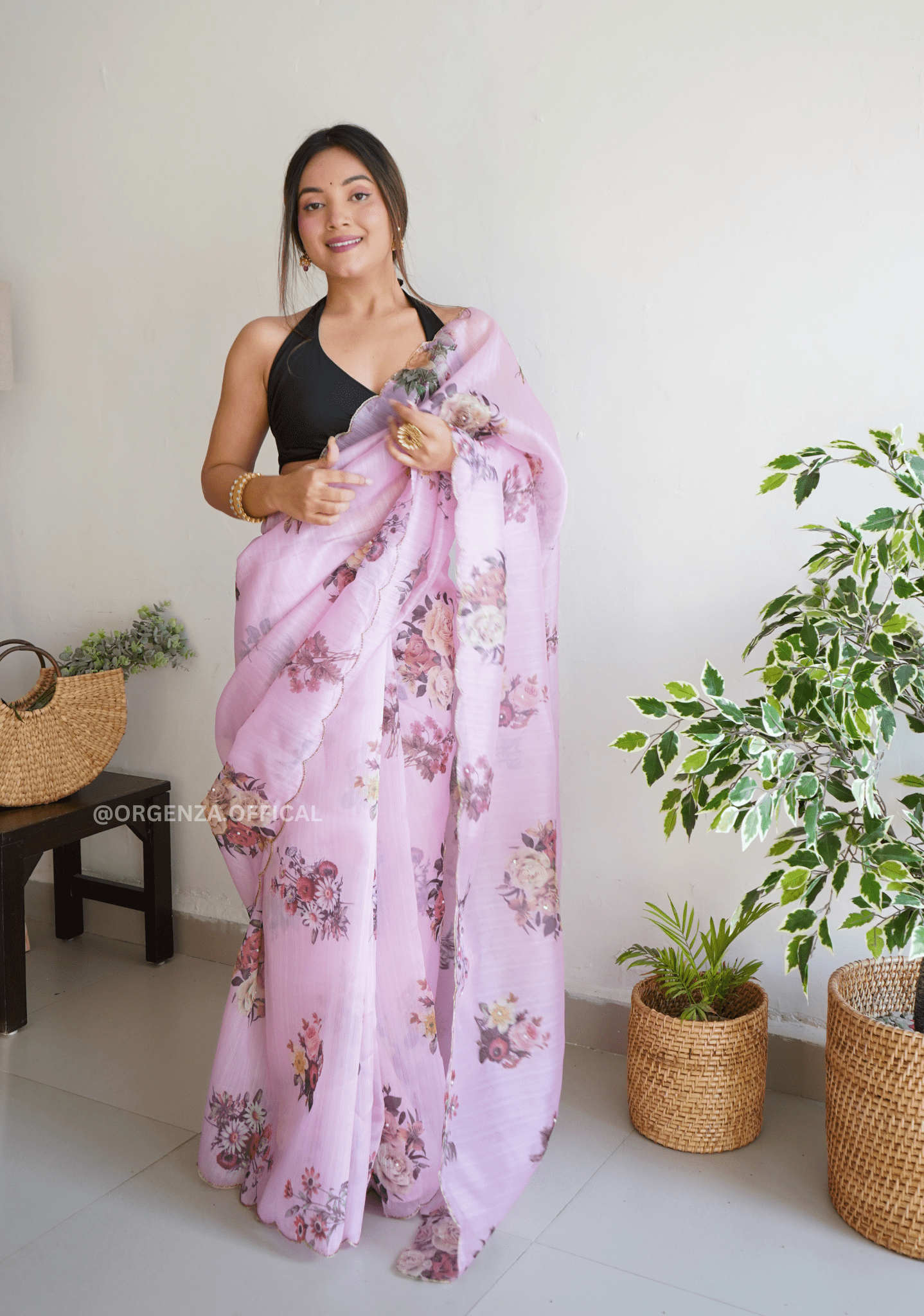 Pure Organza Saree With Hand Work - Orgenza Store - digisoch