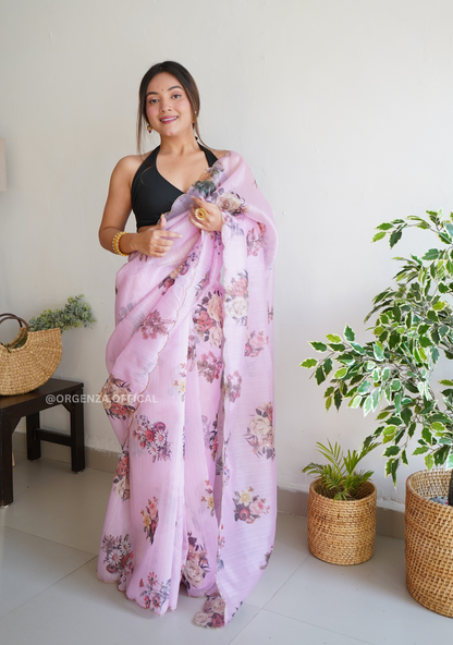 Pure Organza Saree With Hand Work