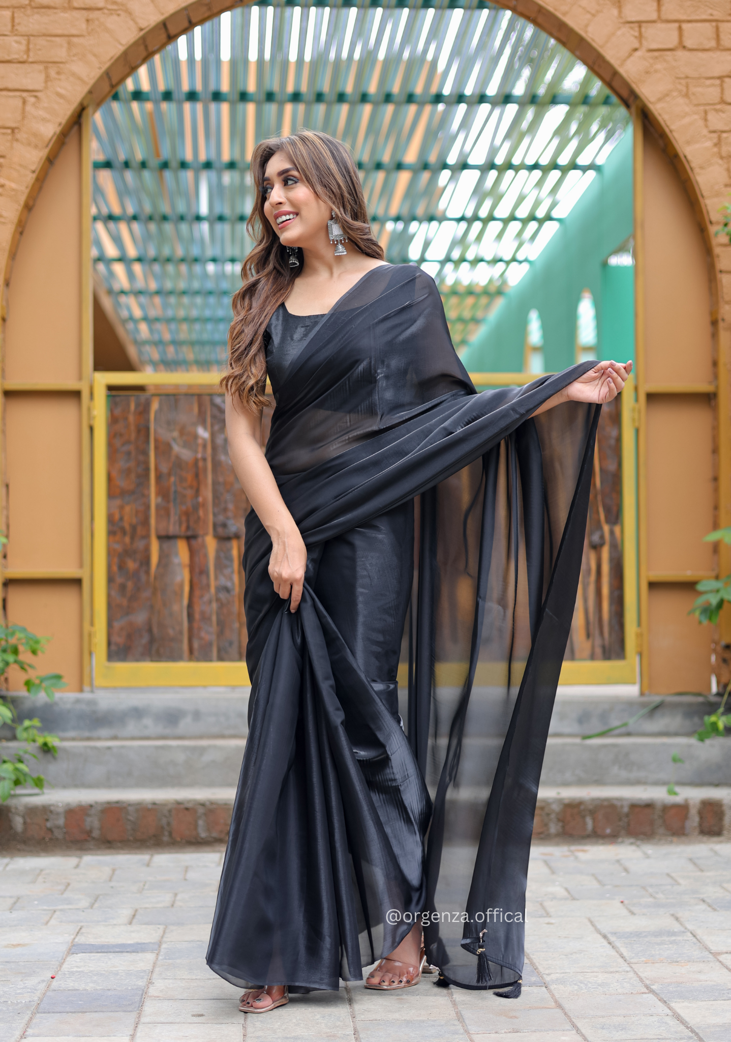 Plain Black Colour Jimmy Choo Saree - Orgenza Store