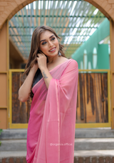 Plain Peach Colour Lining Sitara Georgette Saree