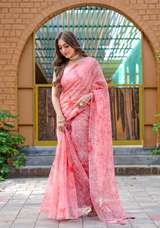 Organza Furr Saree With Sequence Lining