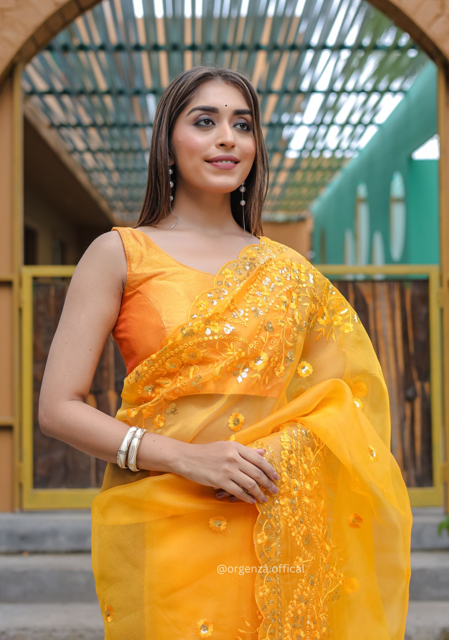 Yellow Soft Organza Saree With Sequence Work - Orgenza Store
