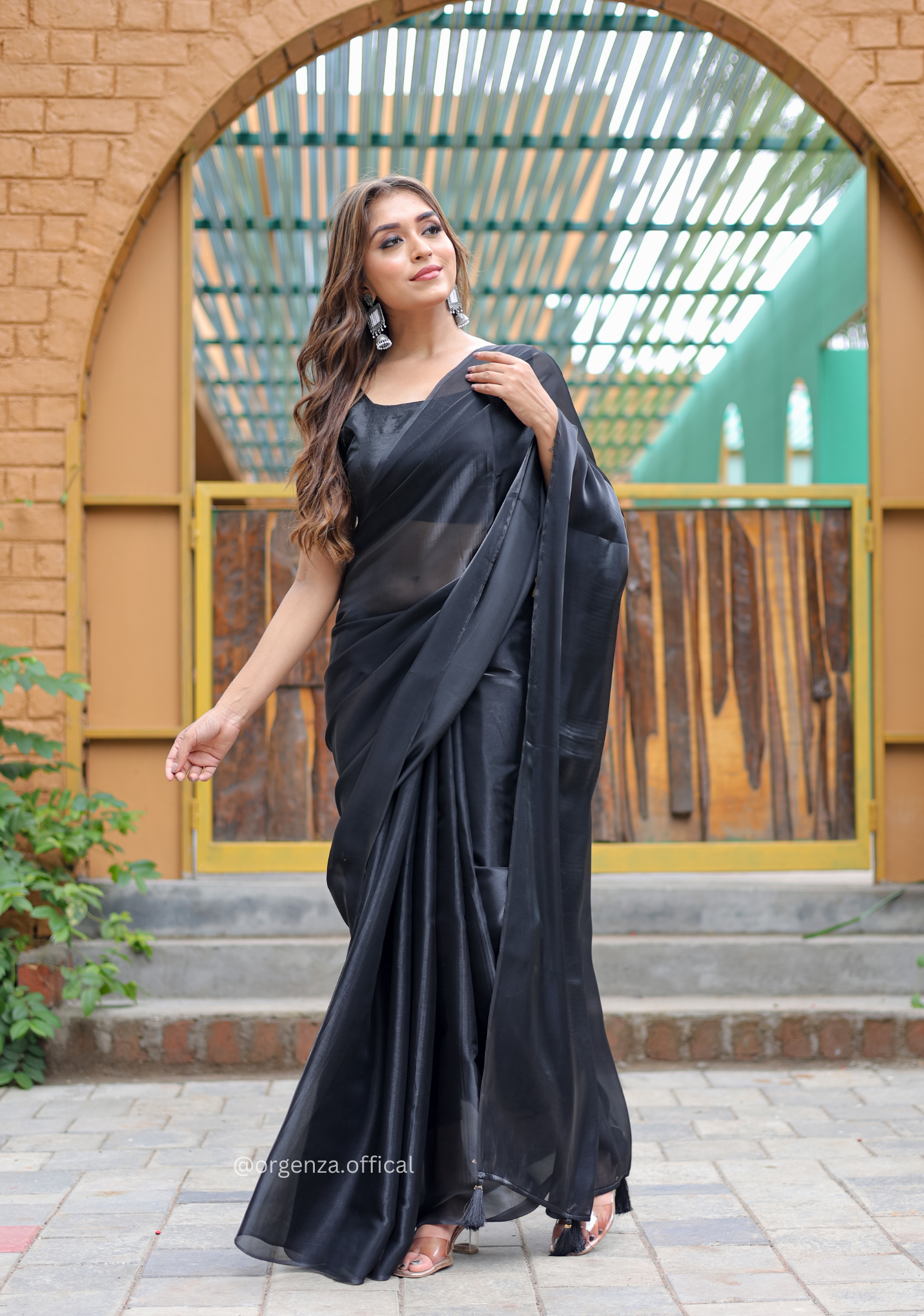 Plain Black Colour Jimmy Choo Saree - Orgenza Store