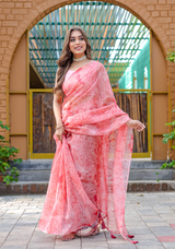 Organza Furr Saree With Sequence Lining