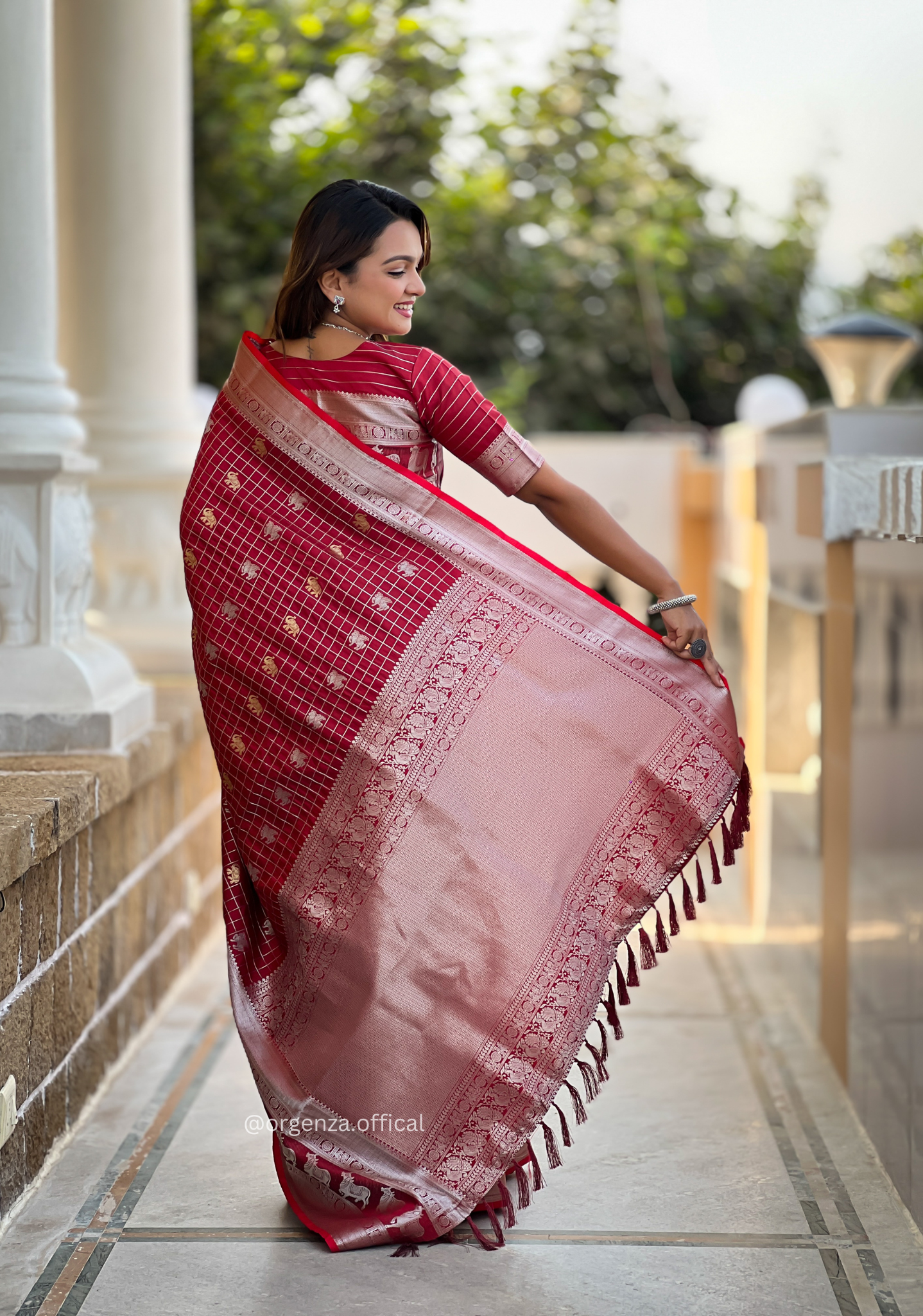 Maroon Colour Silk Saree With Gold And Silver Zari - Orgenza Store