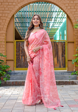 Organza Furr Saree With Sequence Lining