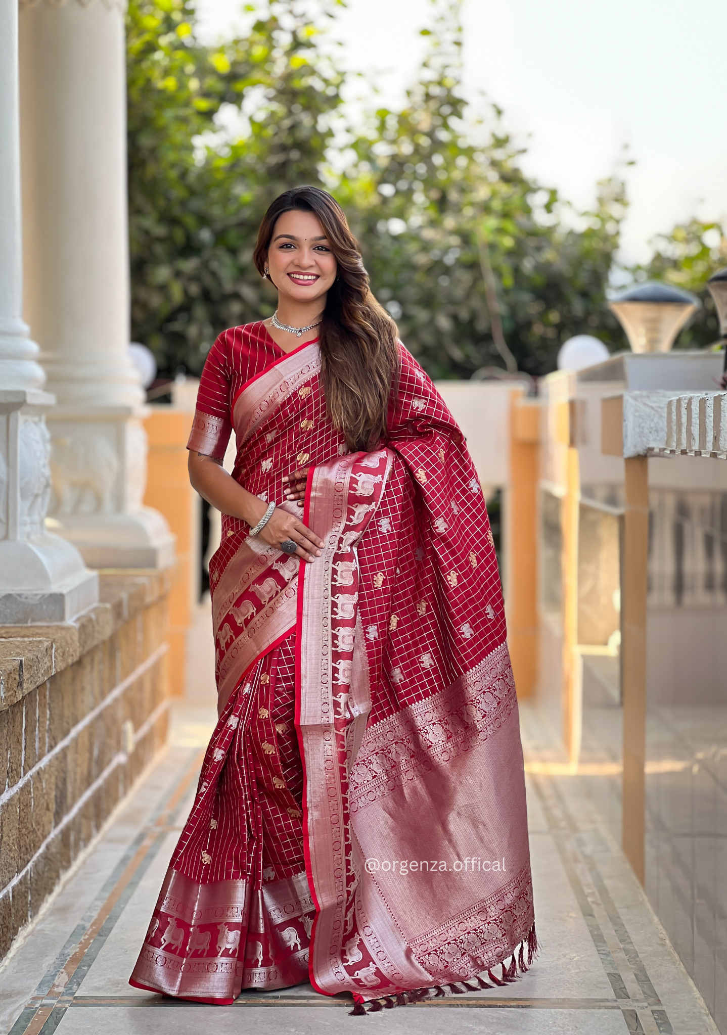 Maroon Colour Silk Saree With Gold And Silver Zari - Orgenza Store