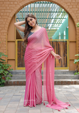 Plain Peach Colour Lining Sitara Georgette Saree