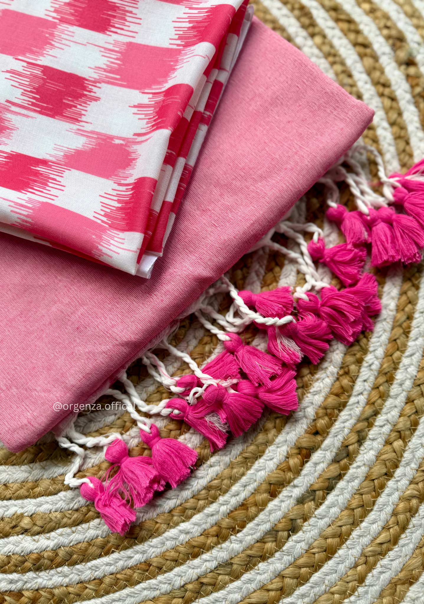 Baby Pink Colour Cotton Saree With Chex Print Blouse