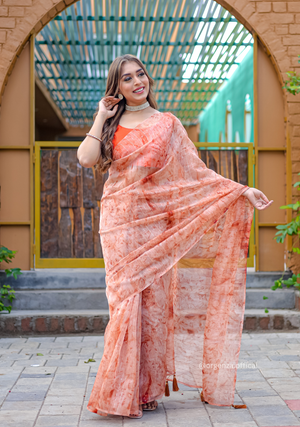 Organza Furr Saree With Sequence Lining - Orgenza Store - digisoch
