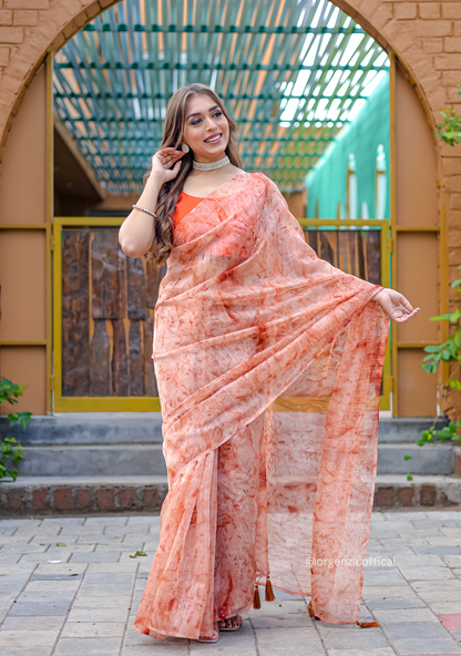 Organza Furr Saree With Sequence Lining - Orgenza Store