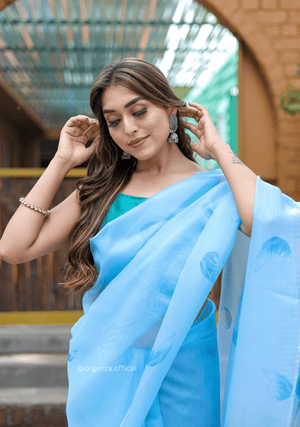 Sky Colour Digital Print Saree - Orgenza Store - digisoch