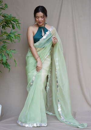 Pure Organza Saree With Fancy Lace Border - Orgenza Store