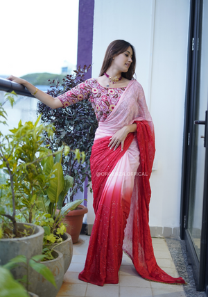 Pure Chinnon Silk Saree With Designer Blouses - Orgenza Store