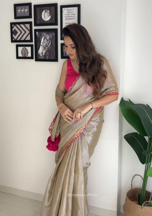 Two Ton Tissue Golden Soft Saree - Orgenza Store