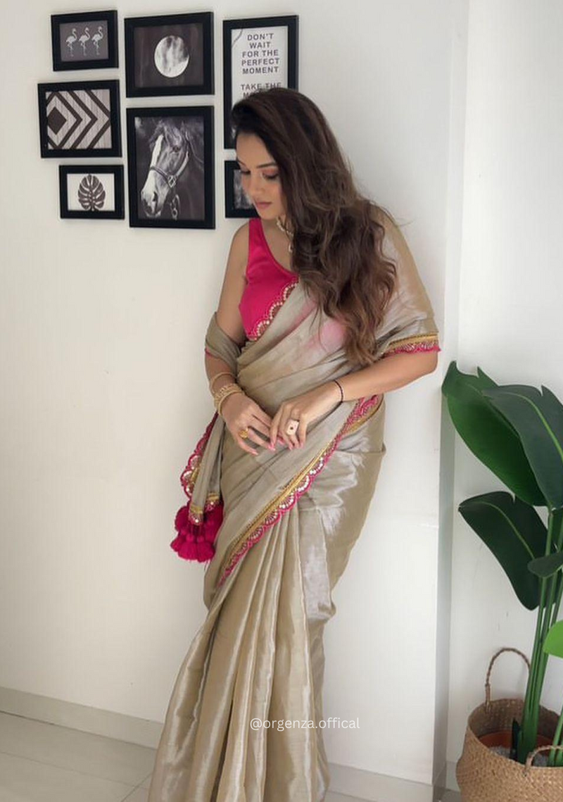 Two Ton Tissue Golden Soft Saree