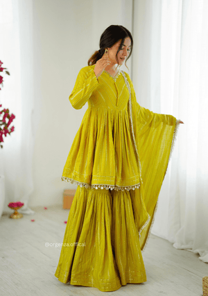 Lemon Colour Kediya Sharara Palazzo Fully Stitched Kurti - Orgenza Store - digisoch