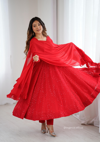 Pure Lukhnowi Sequence Work Anarkali